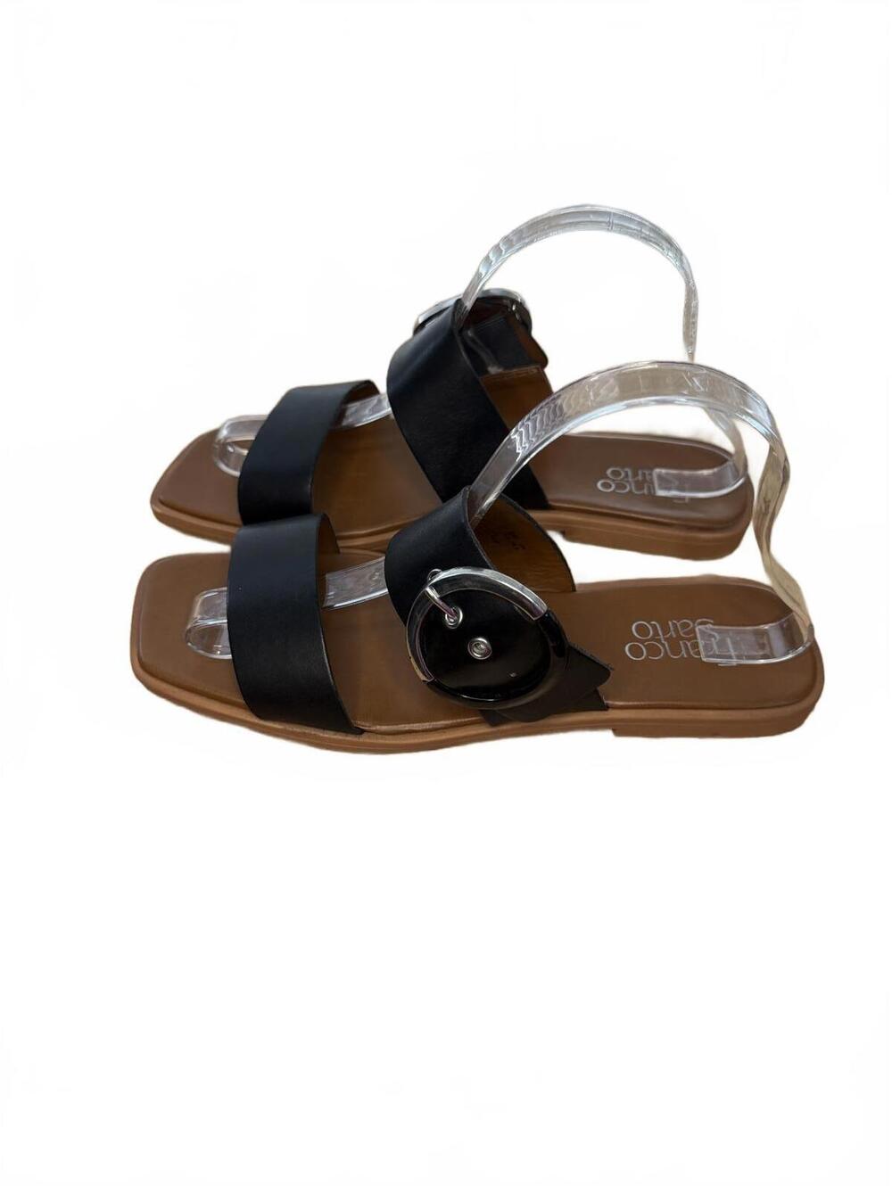 Franco Sarto Maiva Sandals Women's Size 9.5 Black Slip On Flats Beachy Casual